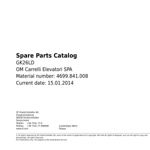 ZF Gk26Ld 2014 Parts Manual