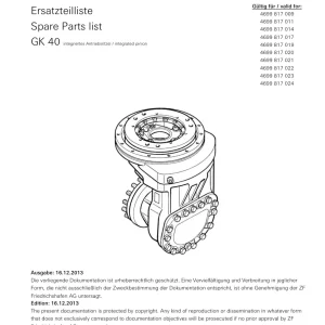ZF Gk40 2013 Parts Manual