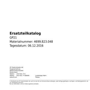 ZF Gp21 2016 Parts Manual