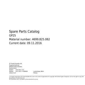 ZF Gp25 2016 Parts Manual