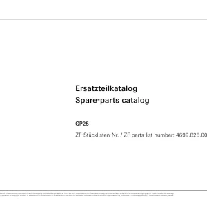 ZF Gp25 2017 Parts Manual