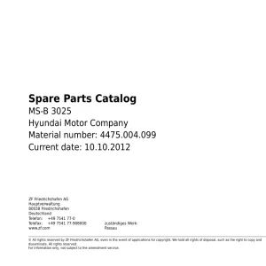 ZF Msb3025 2012 Parts Manual