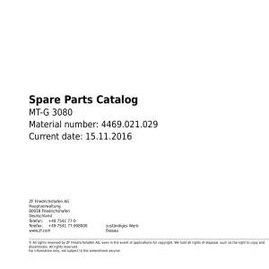 ZF Mtg3080 2016 Parts Manual