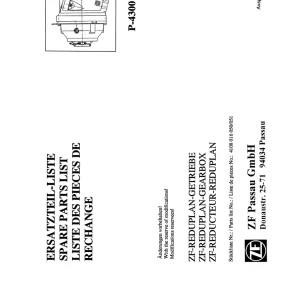 ZF P4300 1998 Parts Manual