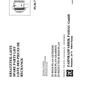 ZF Plm7 1996 Parts Manual