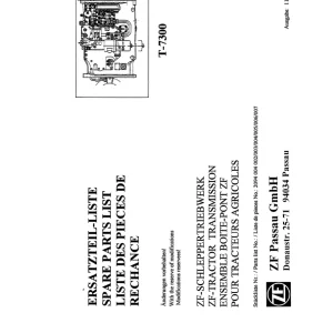 ZF T7300 1994 Parts Manual