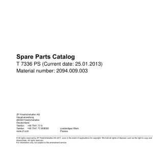 ZF T7336Ps 2013 Parts Manual