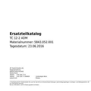 ZF Tc12 12Adm 2016 Parts Manual