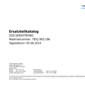 ZF Zds Servotronic 2014 Parts Manual