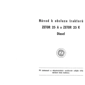 Zetor 25A 25K Cz Service Manual